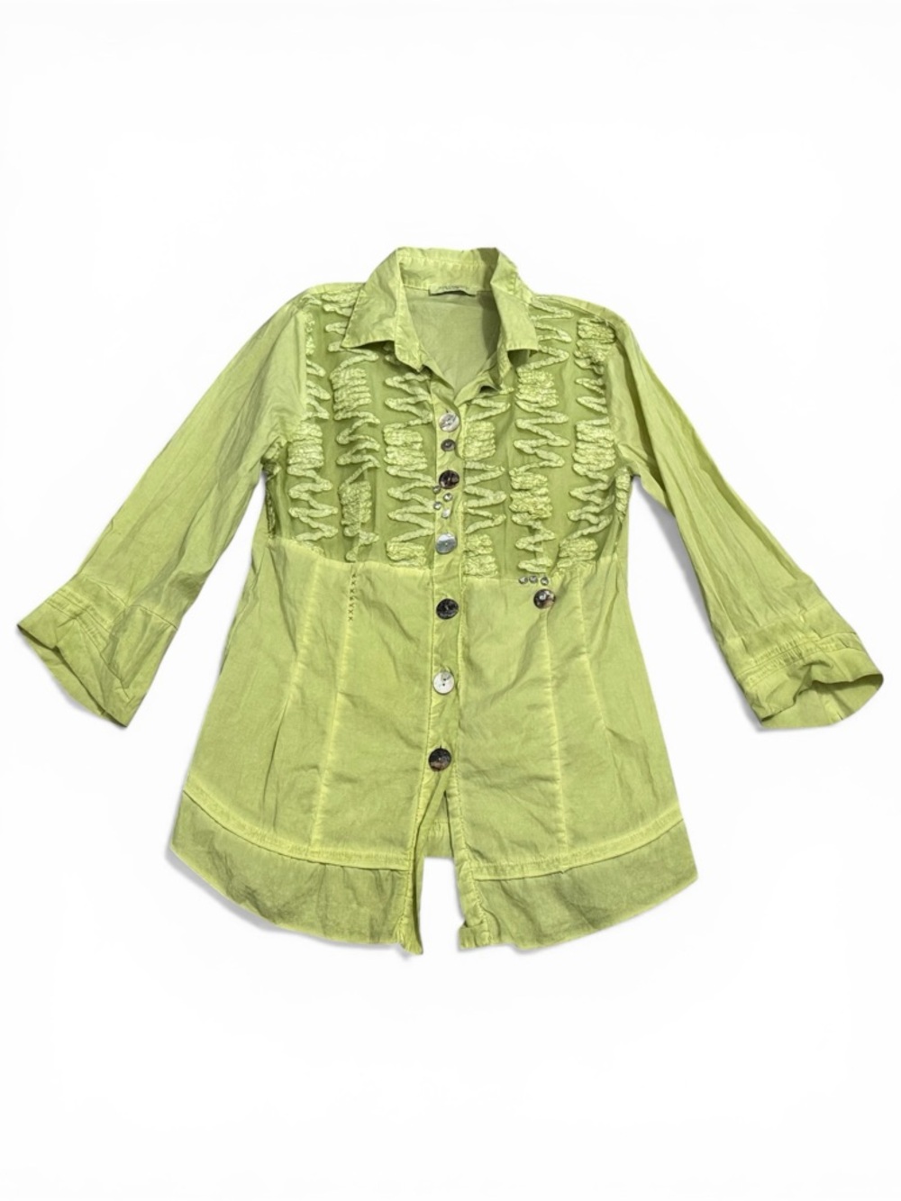 Elisa Cavaletti Club Green Funky Soutache Mesh Embellished Top Blouse